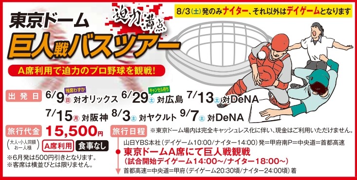 東京ドーム巨人vs広島戦チケット8月20日 心地よく